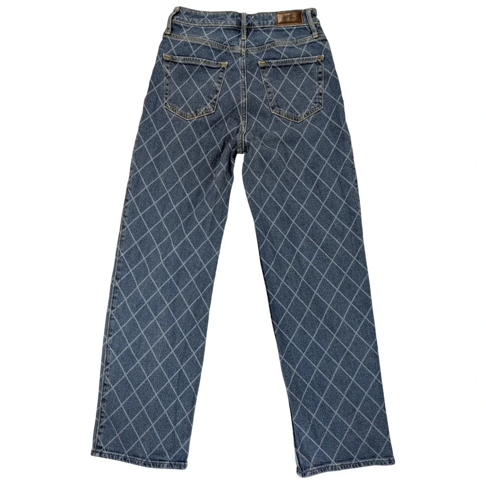 Hollister Ultra High Rise Dad Jeans Women 27 Blue Denim Bleach Diamond Baggy 90s